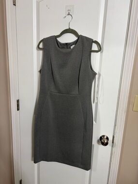 Calvin Klein Sleeveless Gray Midi Sheath Dress